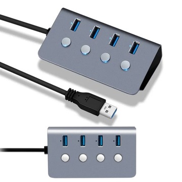 Hub USB 4x 3.0 Aluminiowy rozgałęźnik portów rozdzielacz multiport