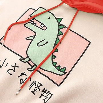 Damska bluza z kapturem z japońskim dinozaurem,XXL