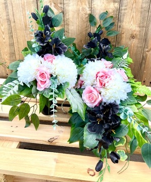 УНИКАЛЬНЫЙ НАБОР искусственных цветов Букет + Оформление букета на могильный памятник