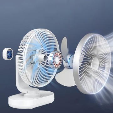 ПОРТАТИВНЫЙ МИНИ-USB-ВЕНТИЛЯТОР С АККУМУЛЯТОРОМ ЕМКОСТЬЮ 5000 МАЧ, 4 СКОРОСТИ С РЕГУЛИРОВКОЙ