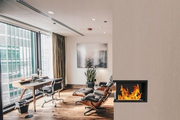 УГЛОВОЙ БИОКАМИН черный ОДНА СТОРОНА 60 см ЛЕВАЯ 600 мм со СТЕКЛОМ