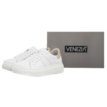 Buty Sneakersy na Platformie Damskie Venezia Białe RS31215 White