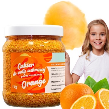 Kolorowy CUKIER DO WATY CUKROWEJ 1kg POMARAŃCZOWY
