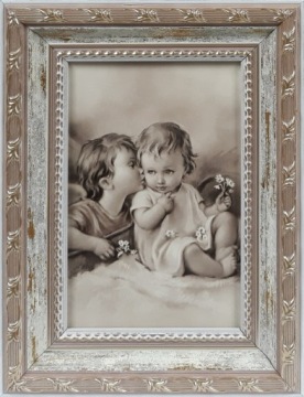 OBRAZ 20x15 ANIOŁ STRÓŻ ZDOBIONA RAMA CHRZEST