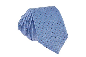 KRAWAT MĘSKI WĄSKI ŚLEDŹ 6 cm BŁĘKITNY W KROPECZKI