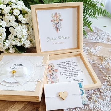 PAMIĄTKA CHRZTU ŚWIĘTEGO PUDEŁKO NA CHRZEST PREZENT PERSONALIACJA