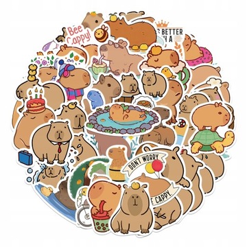Naklejki Słodka Kreskówka Kapibara Capybara 50 Szt