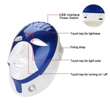 Семь цветов светодиодной фотонной маски для лица
