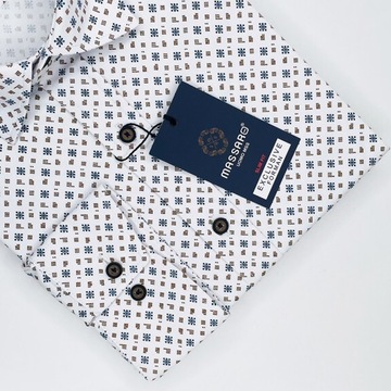 Elegancka granatowa PREMIUM koszula męska z lycrą w drobne wzorki SLIM-FIT