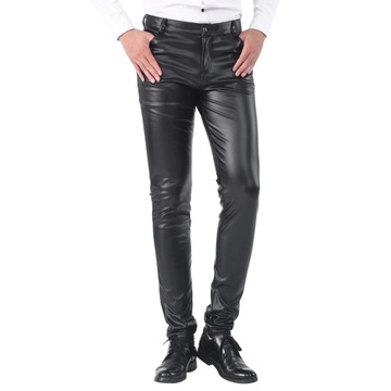 Men Leather Pants Skinny Fit Elastic Style Fashion