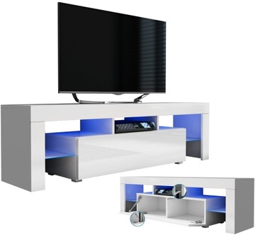 KOMODA Szafka RTV pod telewizor 160 półka mat + biały połysk 160cm x45x35cm