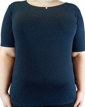 T-shirt damski granat krótki rękaw Basic Cecil XL