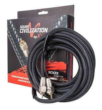 Kicx SCV25 / 2xRCA 5m 3xekranowane OFC - Premium