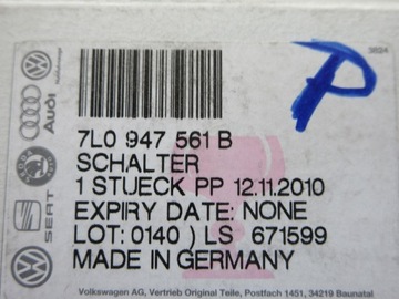 VW TOUAREG PŘEPÍNAČ SPÍNAČ RUČNÍ 7L0947561B
