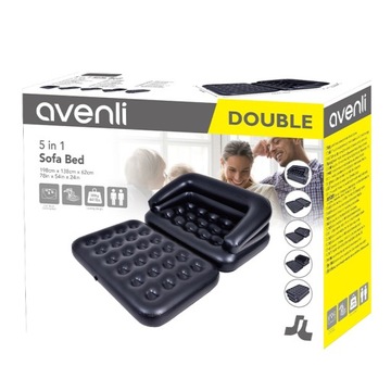 DMUCHANA SOFA MATERAC POMPOWANY AVENLI BALLO 5w1 CZARNA 198x138 CM