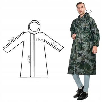 Камуфляжный плащ-накидка, длинная зеленая куртка для дождя