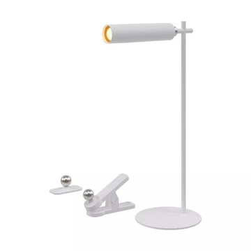 Lampka Biurkowa 4w1 Kinkiet Klips Latarka 3W LED V-TAC Biała VT-7413 4000K