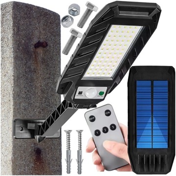 MOCNA ULICZNA LAMPA SOLARNA LED Z CZUJNIKIEM RUCHU I ZMIERZCHU + PILOT 600W