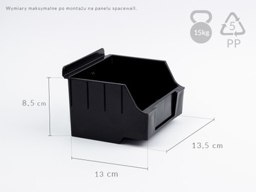 Контейнер TOP низкий Slatwall 14x12x8см черный