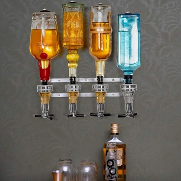 4 BUTELKI STYLIZOWANE NA BUTELKI DO NAPOJÓW ALKOHOLOWYCH, DOZOWNIK DO WINO