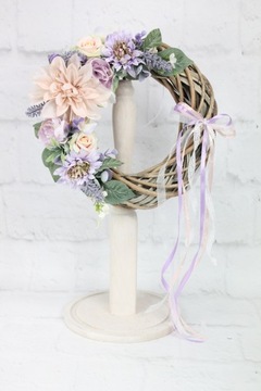 Весенний венок, украшение на дверь, украшение ФИОЛЕТОВЫЙ