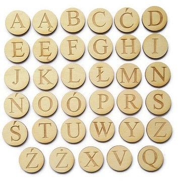 Alfabet ruchomy Montessori wielkie litery drewniane zestaw 35 el