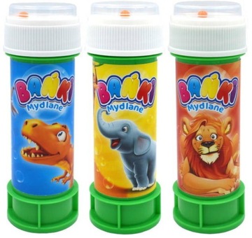 Bańki mydlane kolorowe 3 x 60 ml Zwierzątka