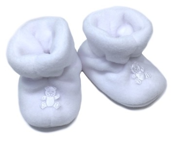 BUCIKI polarkowe białe z misiem 12 cm polar