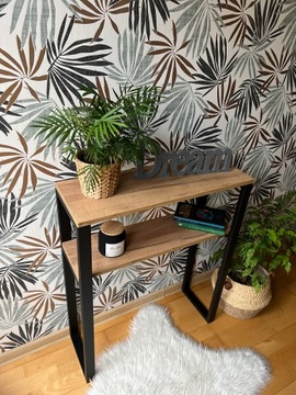 Konsolka, Konsola, Toaletka LOFT 100x25x87 z półką profil 4x2 czarny