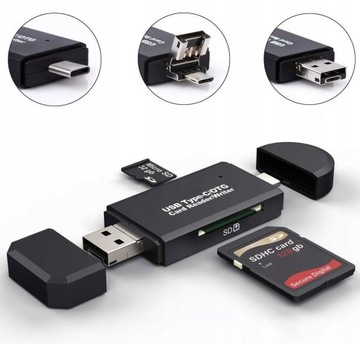USB-устройство чтения карт microSD USB-C Micro USB 3 в 1