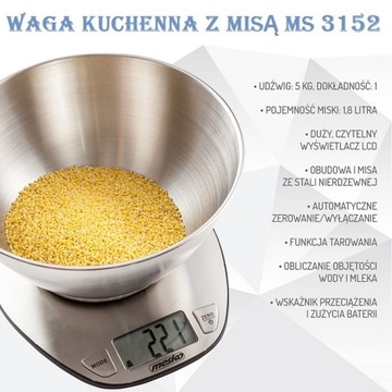 ELEKTRONICZNA WAGA KUCHENNA MISA 1,8L INOX MS3152