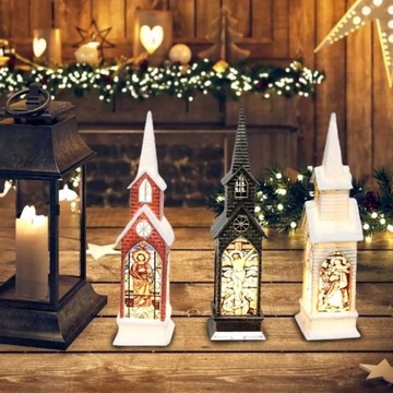 ЦЕРКОВНАЯ БАШНЯ СВЕТОДИОДНЫЕ ЛАМПЫ ВИТРАЖИ РОЖДЕСТВЕНСКОЕ УКРАШЕНИЕ