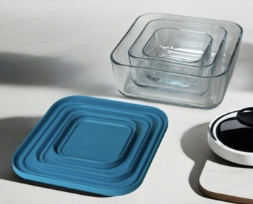 СТЕКЛЯННЫЕ КОНТЕЙНЕРЫ с крышкой ЧАШИ ДЛЯ ПОСУДОМОЕЧНОЙ МАШИНЫ ланч-бокс НАБОР из 3 шт.