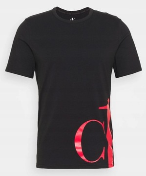 Calvin Klein _ Czarny T-Shirt Czerwone Logo CK XL