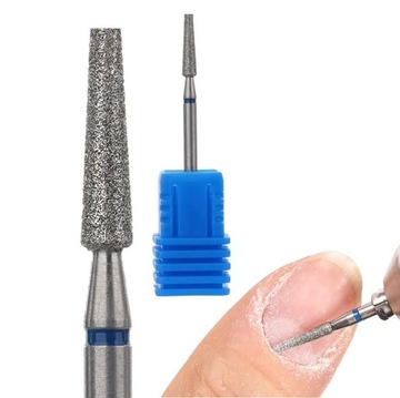 FREZ DIAMENTOWY DO SKÓREK WĄSKI STOŻEK ŚCIĘTY ŚREDNI NIEBIESKI