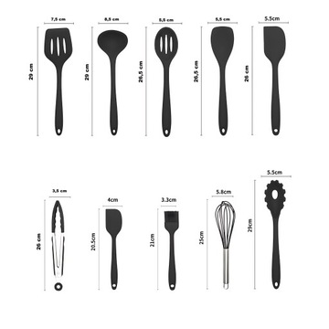Кухонная посуда Силиконовая тефлоновая набор 10 ПК ложки черного плеча