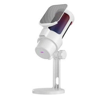 Mikrofon USB RGB Mikrofon do gier komputerowych do strumieniowego nagrywania wokalu, biały