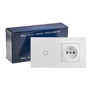 GNIAZDO ELEKTRYCZNE kontakt z bolcem WYŁĄCZNIK LED pojedynczy BIAŁY SZKLANY