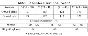 SLIM KOSZULA MĘSKA BIAŁA Z GRANATEM M 39/40|176/182 DŁUGI RĘKAW SLIMOWANA