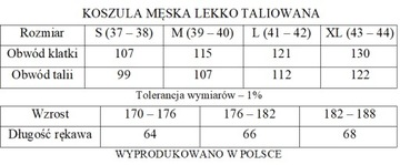 SLIM KOSZULA MĘSKA BŁĘKITNA L 41/42|170/176 DŁUGI RĘKAW SLIMOWANA TALIOWANA