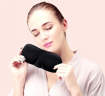 Opaska maska do spania 3D na oczy miękka czarna