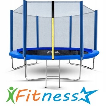 TRAMPOLINA OGORODOWA F-STAR DLA DZIECI 254CM 8FT BLUE SIATKA Z. + DRABINKA