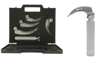 Laryngoskop typ McIntosh z 4 łyżkami w plastikowym etui