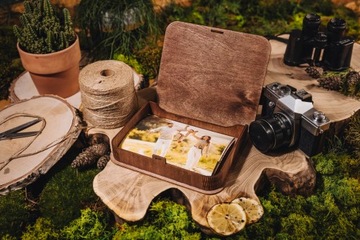 Деревянная коробка для фотографий 10х15 см до 100 шт.