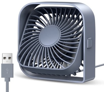 Cichy mini wentylator wiatrak biurkowy TOPK K50 szary na USB