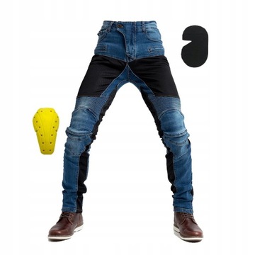 SPODNIE MOTOCYKLOWE BOJÓWKI MĘSKIE JEANSY KEVLAR