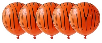 Balony lateksowe pomarańczowe w paski tygrysa tygrysie tygrys 30 cm 5 szt