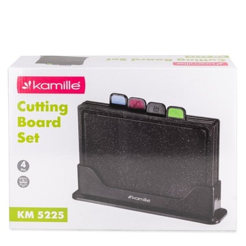 DESKA KUCHENNA ZESTAW 4 SZT. DESKI DO KROJENIA KUCHENNE NA STOJAKU KAMILLE