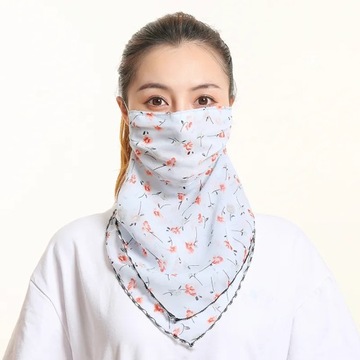 Новый шифоновый шарф для лица, солнцезащитный крем, шейный платок, бандана с цветочным принтом