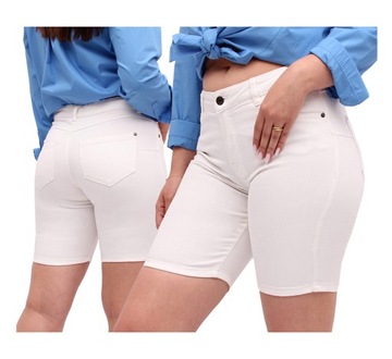 krótkie spodenki DAMSKIE BERMUDY jeansowe dżinsowe BIAŁE duże rozmiary 46
